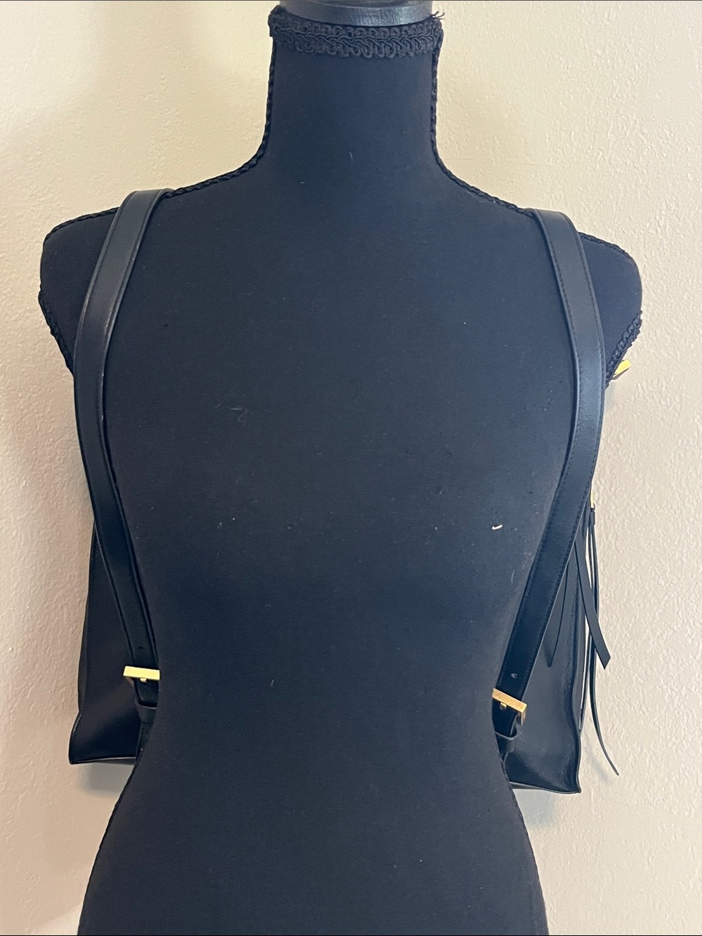 6 HOUR SALE! AllSaints Black Leather Backpack Handbag with Gold Hardware - Picture 4 of 13